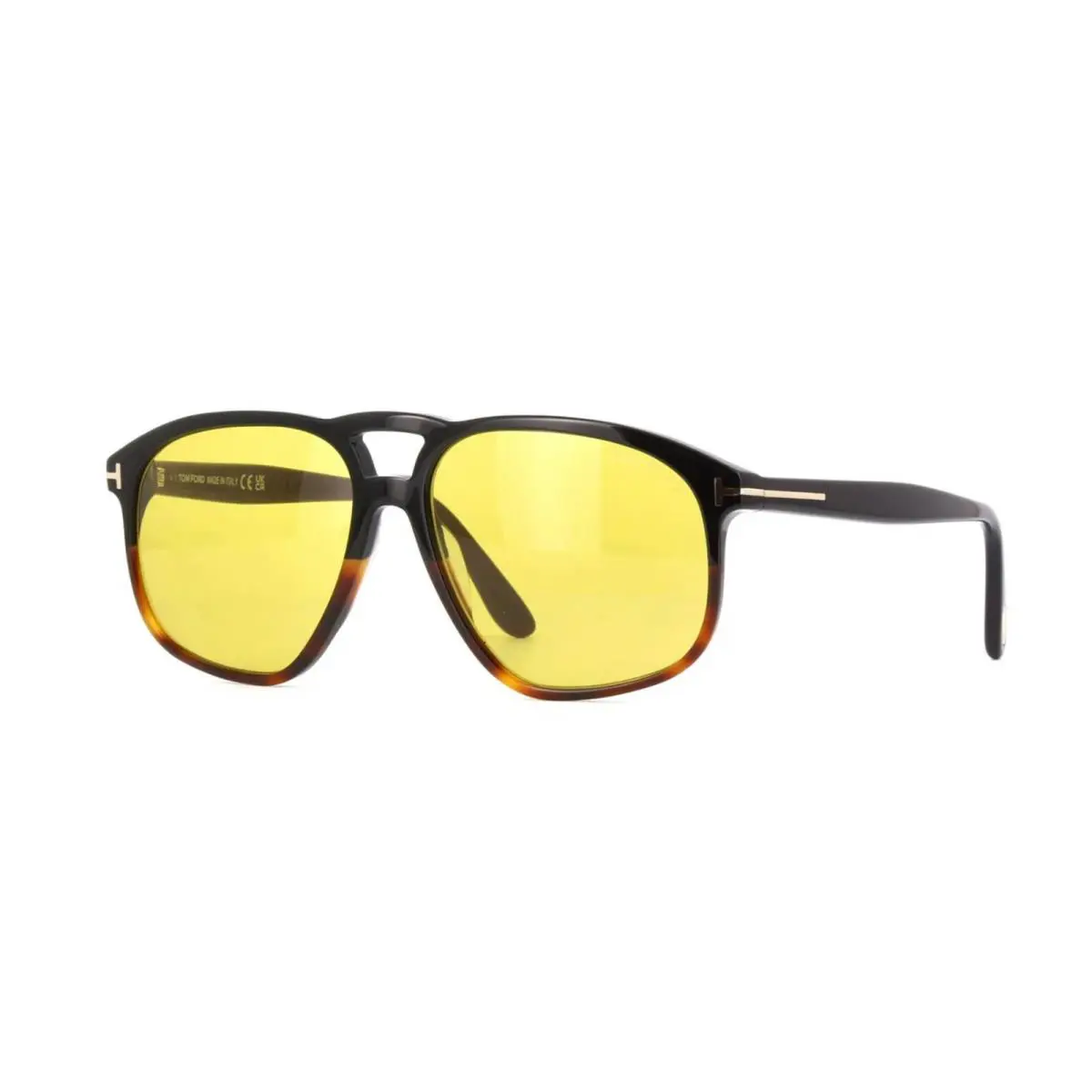 Tom Ford PIERRE-02 FT 1000 Shiny Black and Havana/yellow 05E Sunglasses