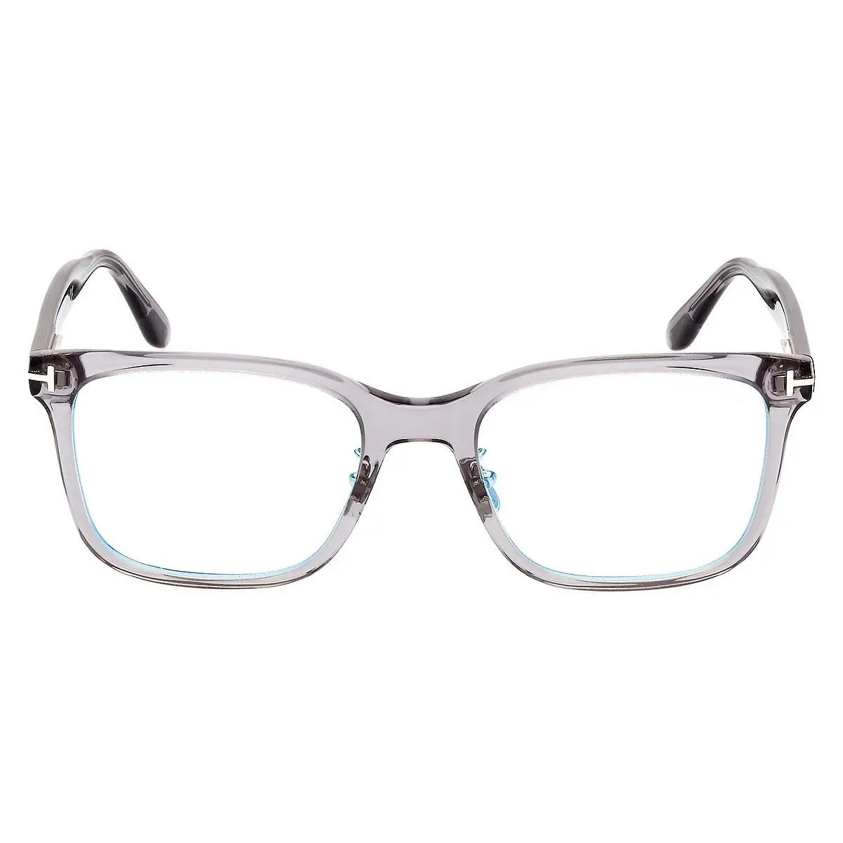 Tom Ford FT5853-D-B Eyeglasses Shiny Gray/t Logo Blue Block 55mm