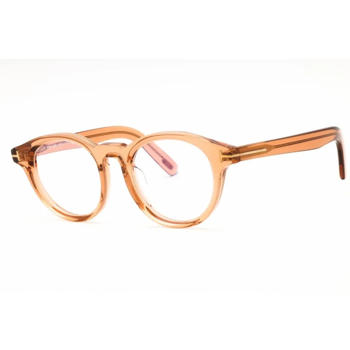 Tom Ford Men`s Eyeglasses Shiny Light Brown Acetate Round Frame FT5931-D-B 045