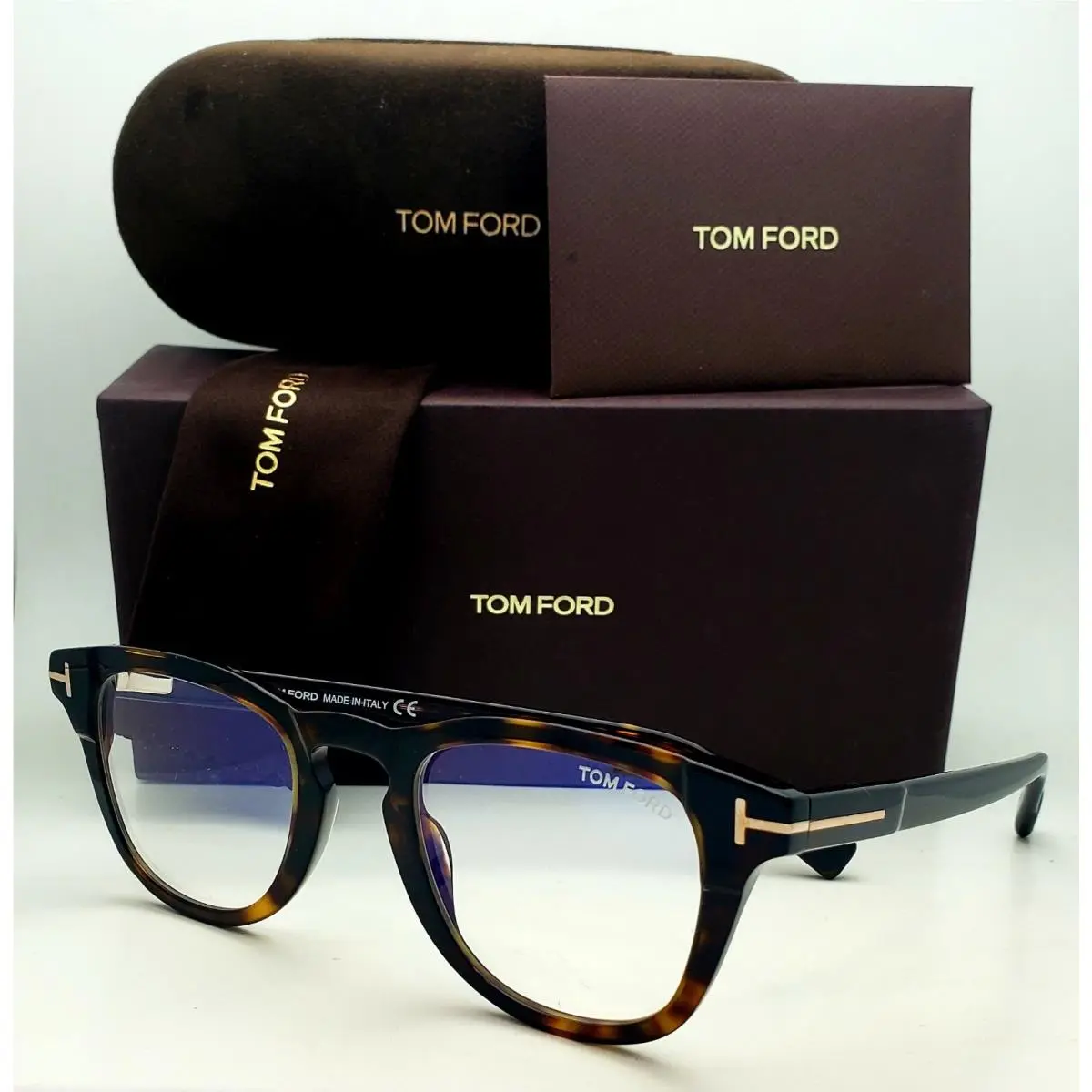 Tom Ford Eyeglasses TF 5660-B 052 49-23 Tortoise Frames w/ Blue Block Lenses