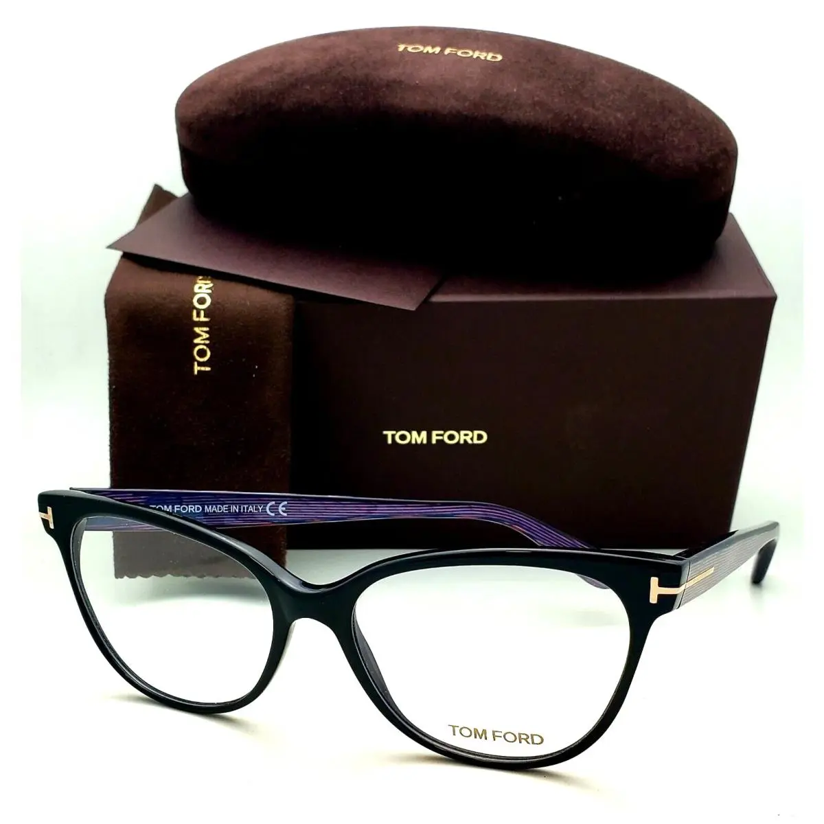 Tom Ford Eyeglasses TF 5291 005 55-16 140 Black Blue-pink Striped Frames