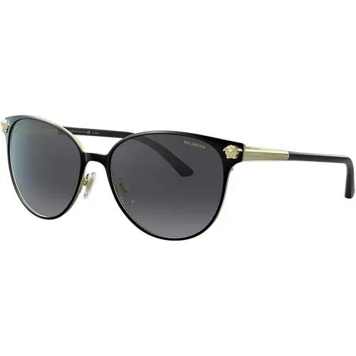 VE2168 1377T3 Black Pale Gold Polarized Grey 57 mm Women`s Sunglasses by Versace