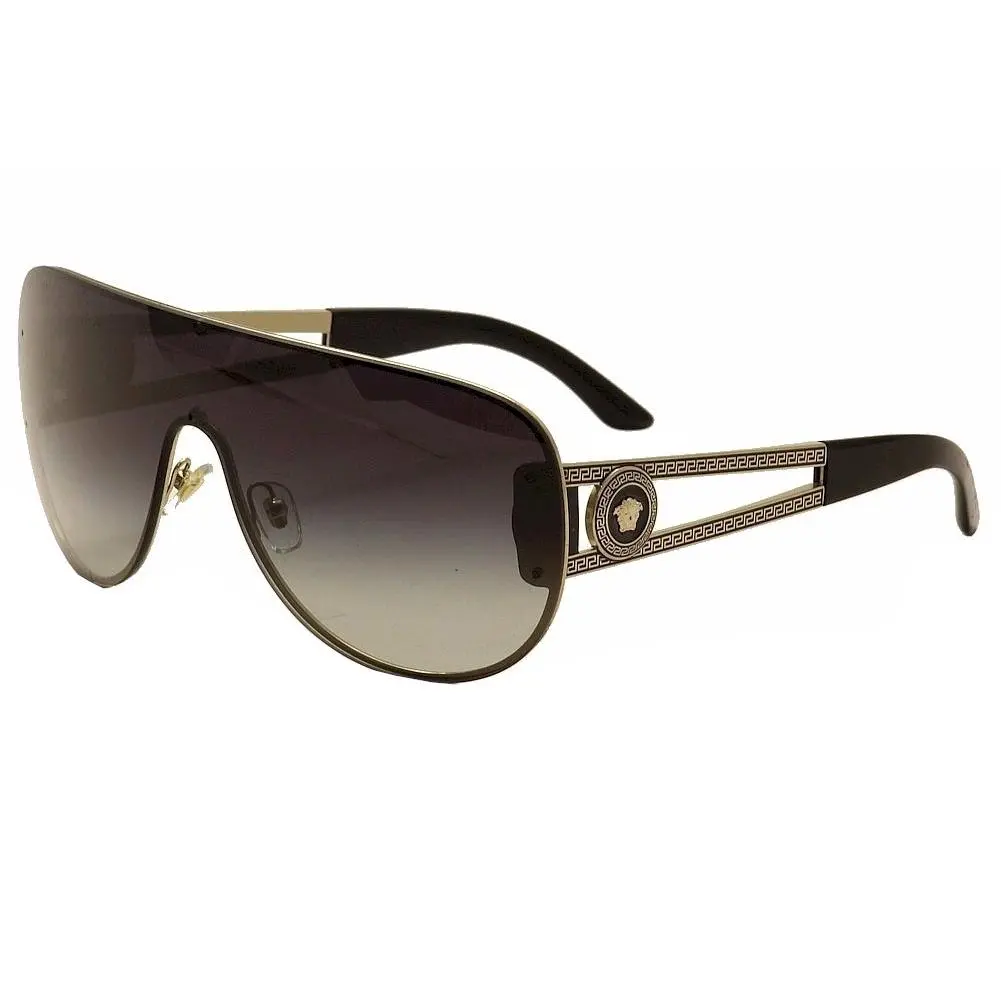 Women`s VE2166 VE/2166 1252/8G Pale Gold/black Shield Sunglasses 41mm by Versace