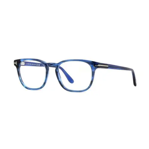 Tom Ford FT5868-B Blue Block Striped Blue Havana 092 Eyeglasses - Frame: Striped Blue Havana