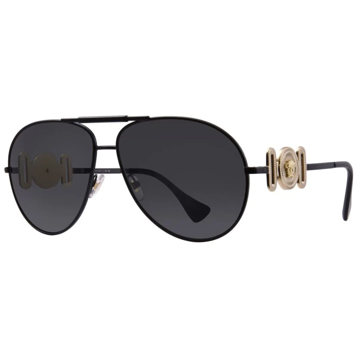 Versace VE2249 126187 Sunglasses Matte Black/dark Grey Lenses Pilot Shape 65-mm - Frame: Black, Lens: Gray