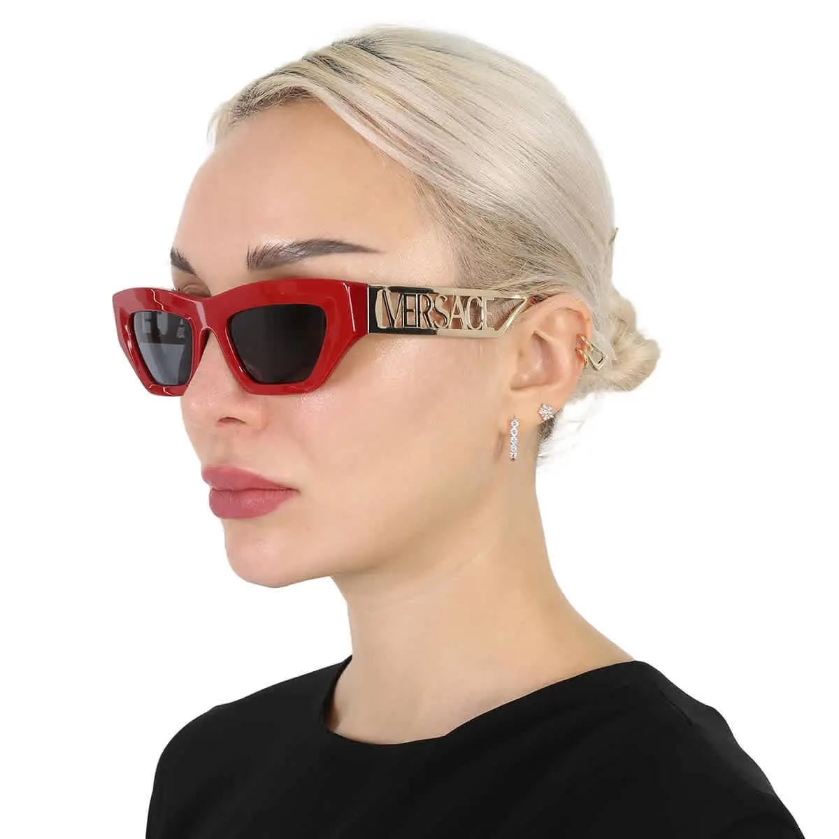 Dark Grey Cat Eye Ladies Sunglasses VE4432U 538887 53 VE4432U 538887 53 by Versace