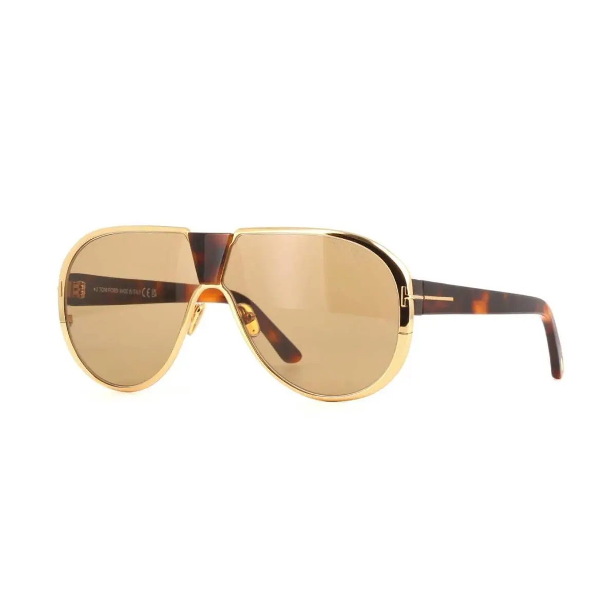 Tom Ford Vincenzo FT 1072 Shiny Gold and Dark Havana/brown 30E Sunglasses