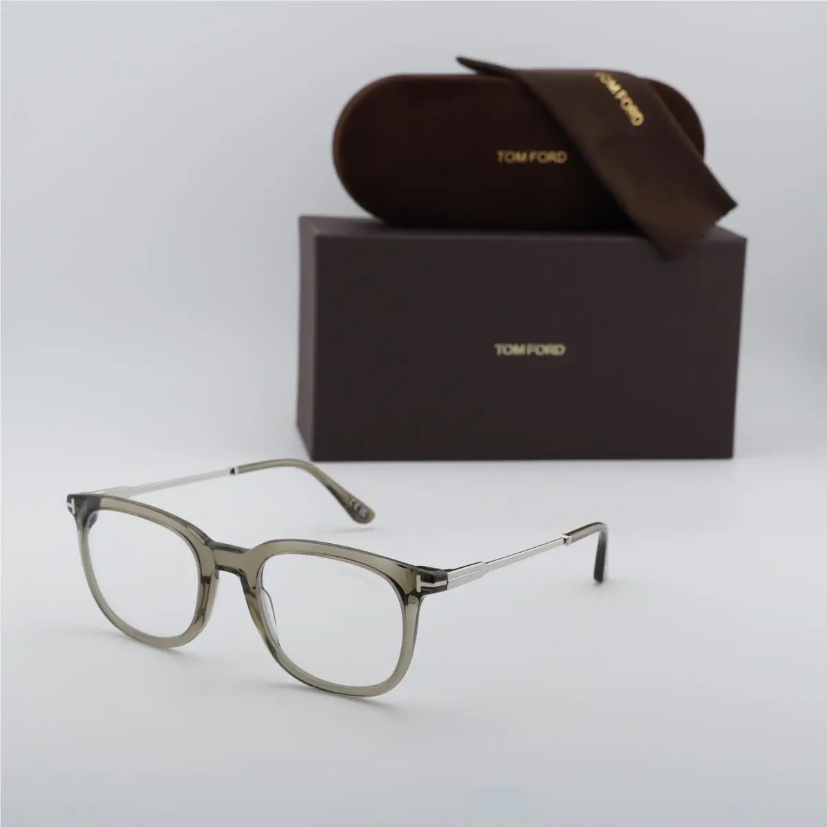 Tom Ford FT5904-B 096 Shiny Dark Green/clear Blue Light Block 50mm