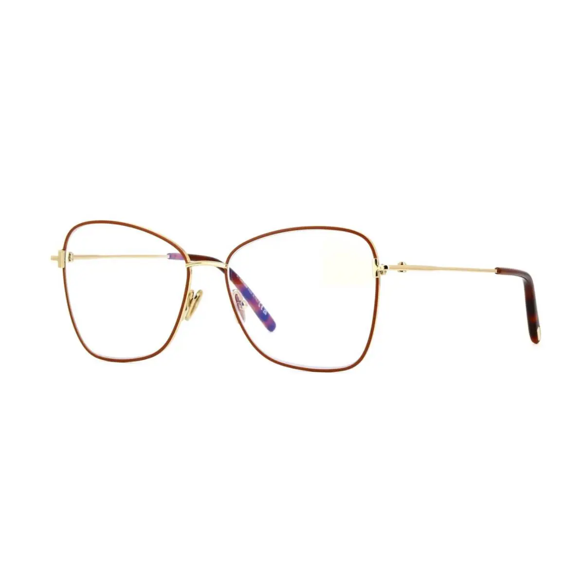 Tom Ford FT5906-B Blue Block Matte Brown and Gold 046 Eyeglasses - Frame: Matte Brown And Gold