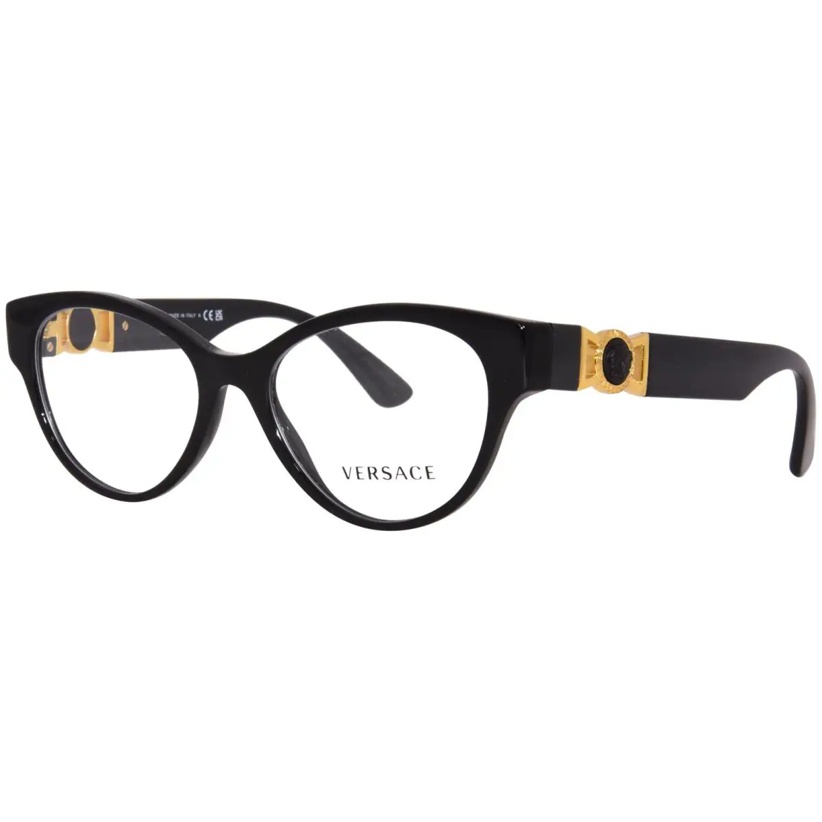 Versace VE3313 GB1 Eyeglasses Women`s Black Full Rim Round Shape 54-mm