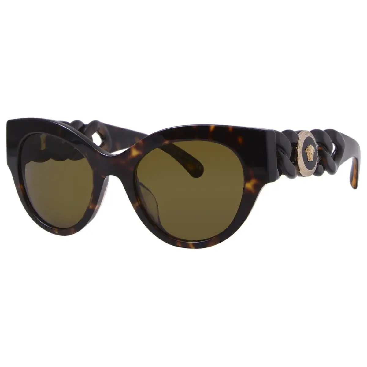 Versace VE4408 108/73 Sunglasses Women`s Havana/dark Brown Round Shape 52mm