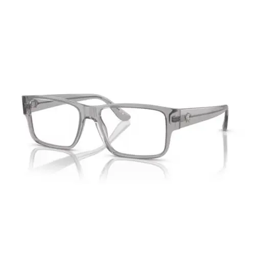 Versace 0VE3342 593 Grey Transparent/clear Rectangle 55mm Men`s Eyeglasses