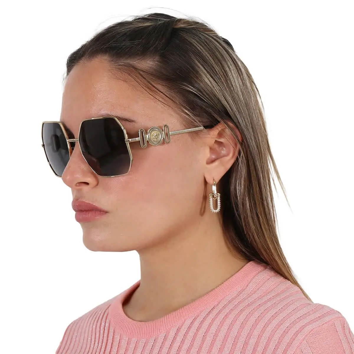 Dark Gray Irregular Ladies Sunglasses VE2248 100287 58 VE2248 100287 58 by Versace