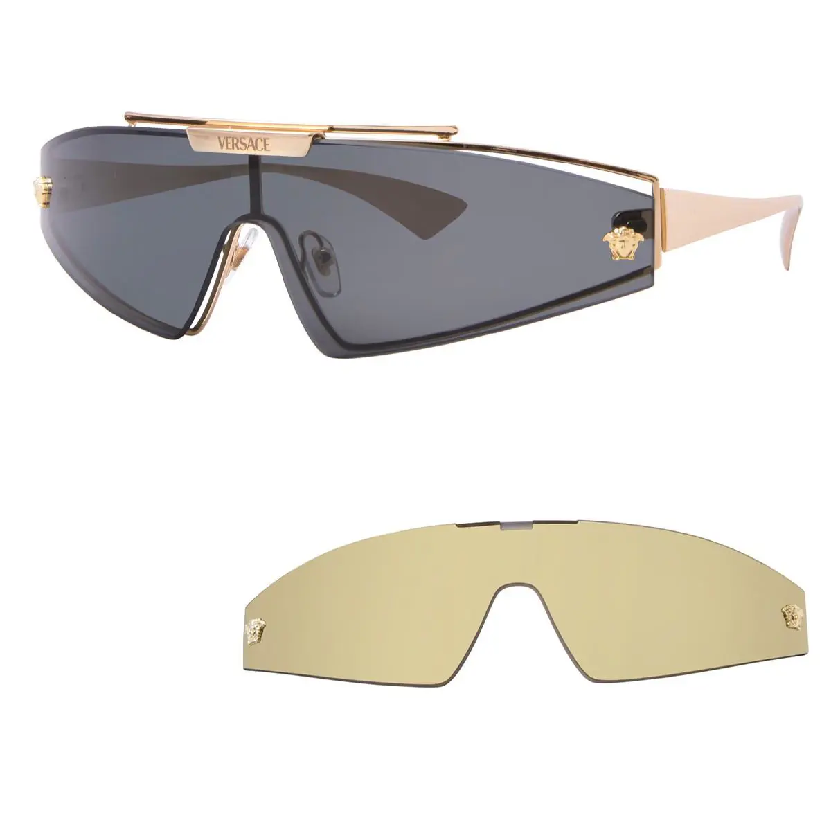 Versace VE2265 100287 Sunglasses Gold/grey 140mm W/extra Interchangeable Lenses