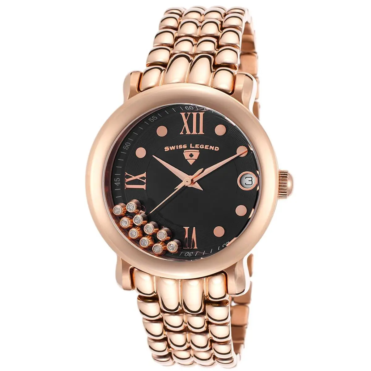 Swiss Legend Women`s Diamond Quartz Watch Rose Gold Stainless Steel 22388-RG-11