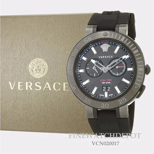 Men`s Versace V-extreme Rubber Black Dial Watch VCN020017