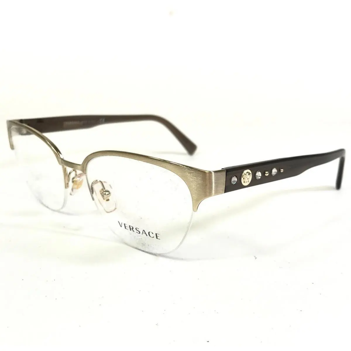 Versace Eyeglasses Frames MOD.1255-B 1339 Brown Gold Medusa Crystals 52-18-140