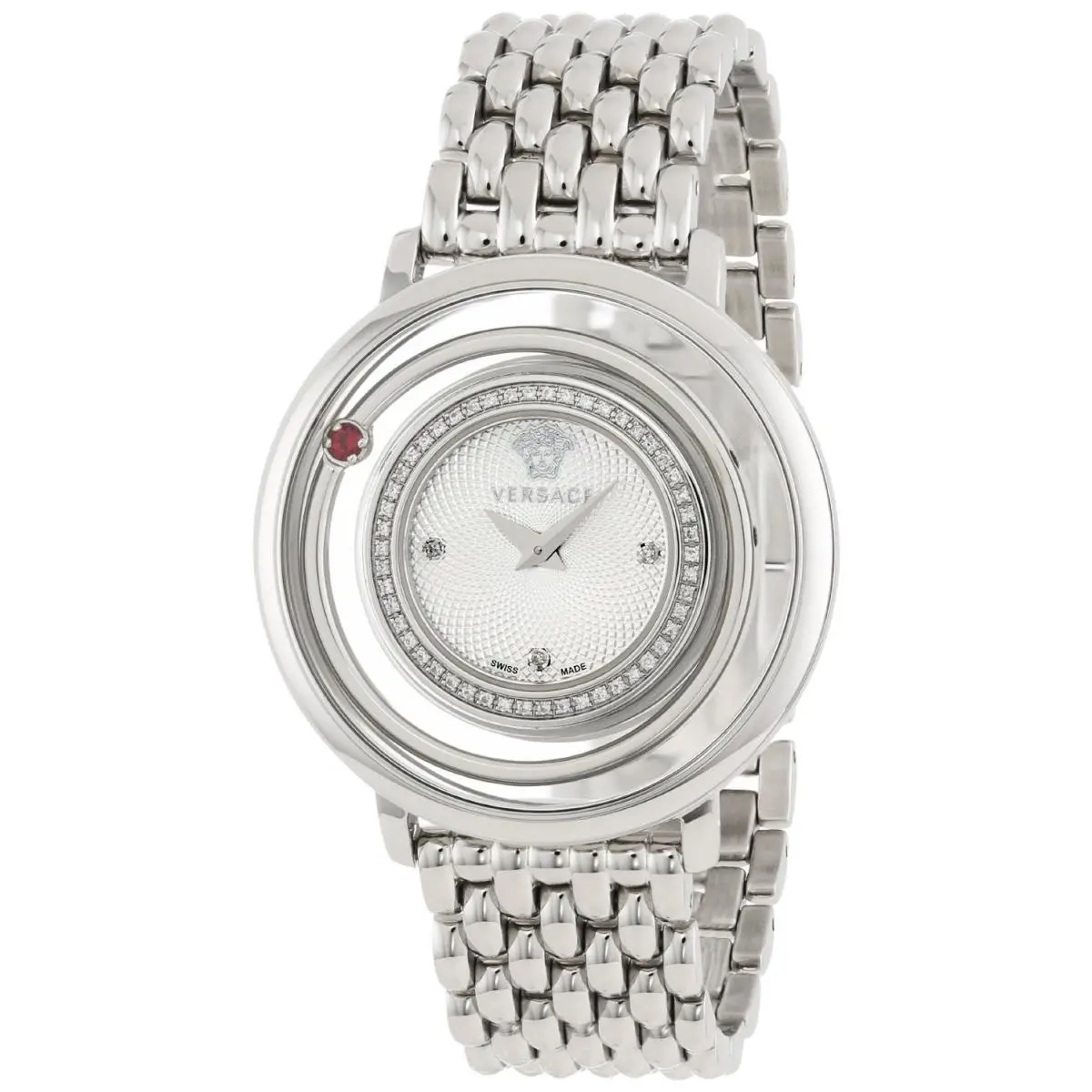 Versace Women`s VFH060013 Venus Stainless Steel Red Topaz Diamond Watch