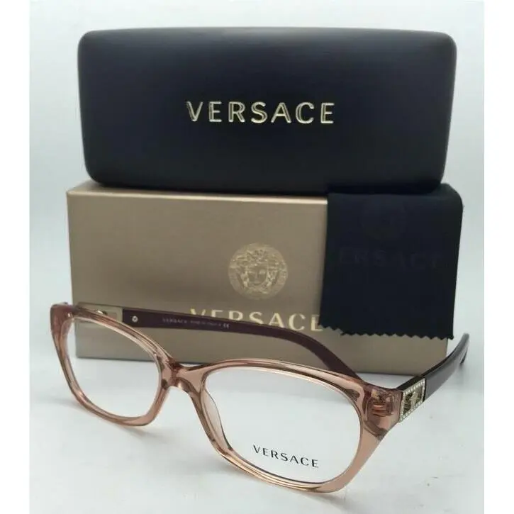 Versace Rx-able Eyeglasses VE 3170-B 772 Brown Transparent Frames W/crystals