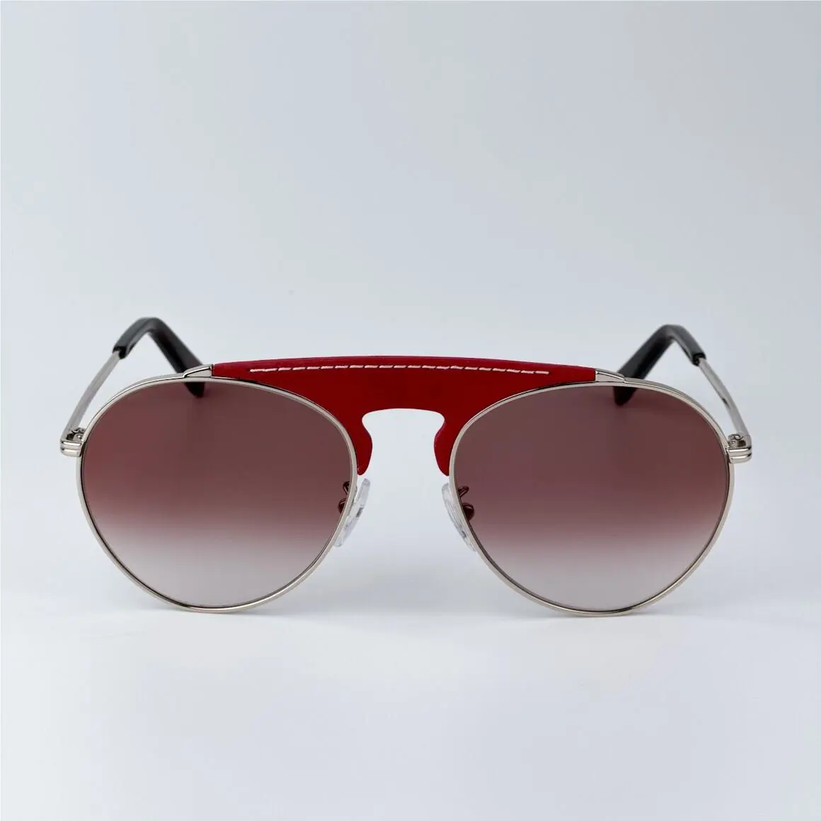 Loewe Men Sunglasses Red Leather Brown Gradient Pilot LW40005U 33G