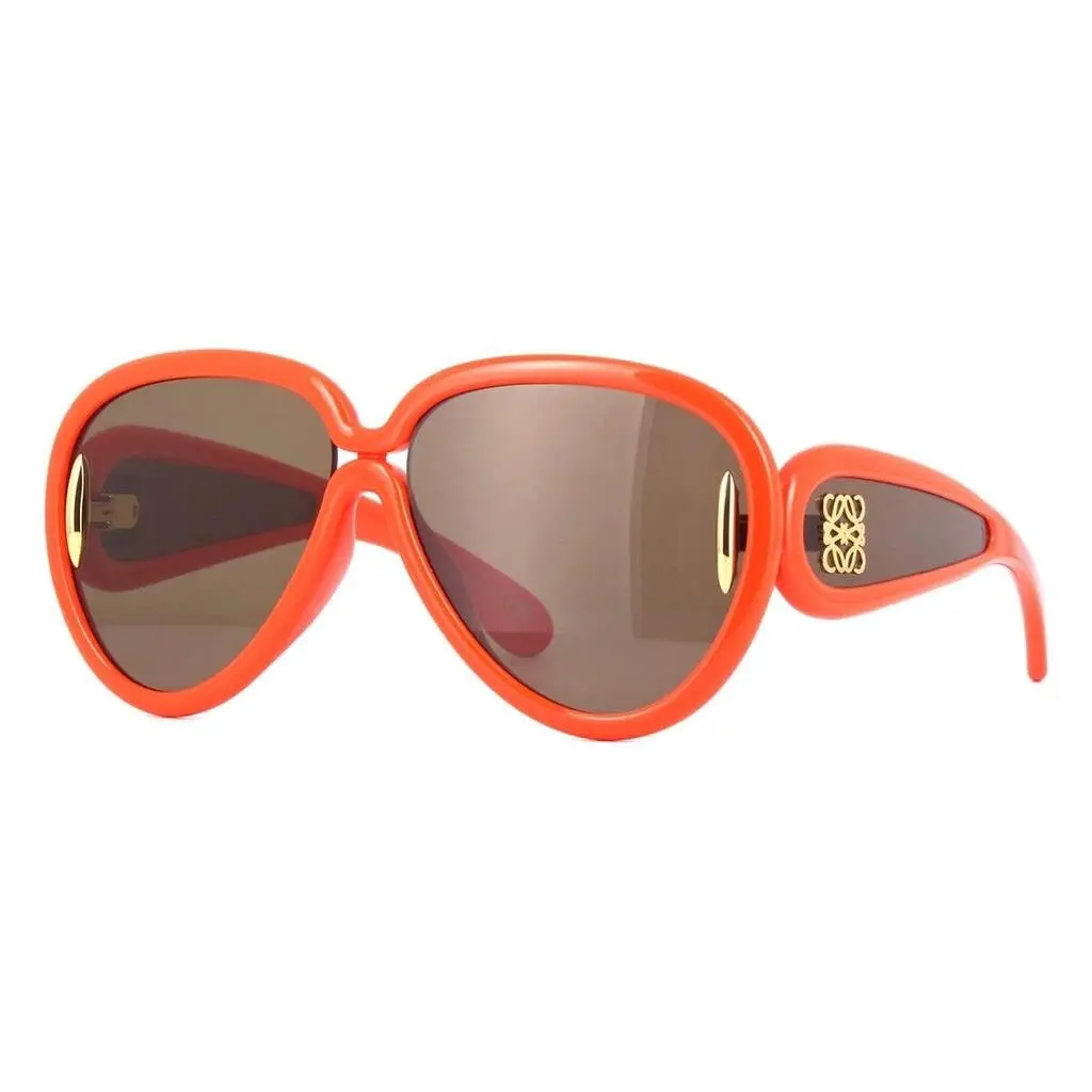 Loewe LW 40132I 42E Paula`s Ibiza Aviator Red Gold Brown Lens Large Sunglasses