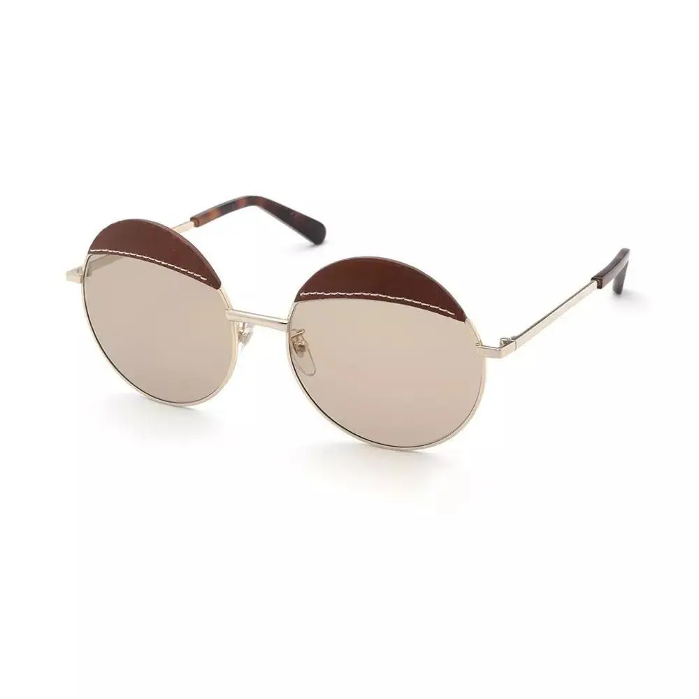 Loewe LW40007U 33N Gold/brown Leather/brown Sunglasses 58-17-140