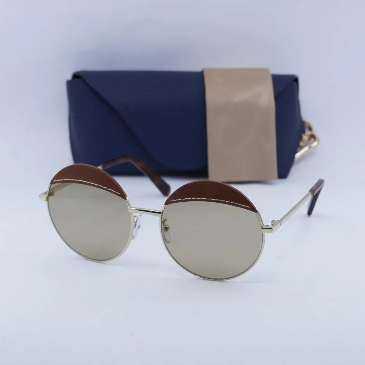 Loewe LW40007U 33N Gold/brown Leather/brown 58-17-140 Sunglasses