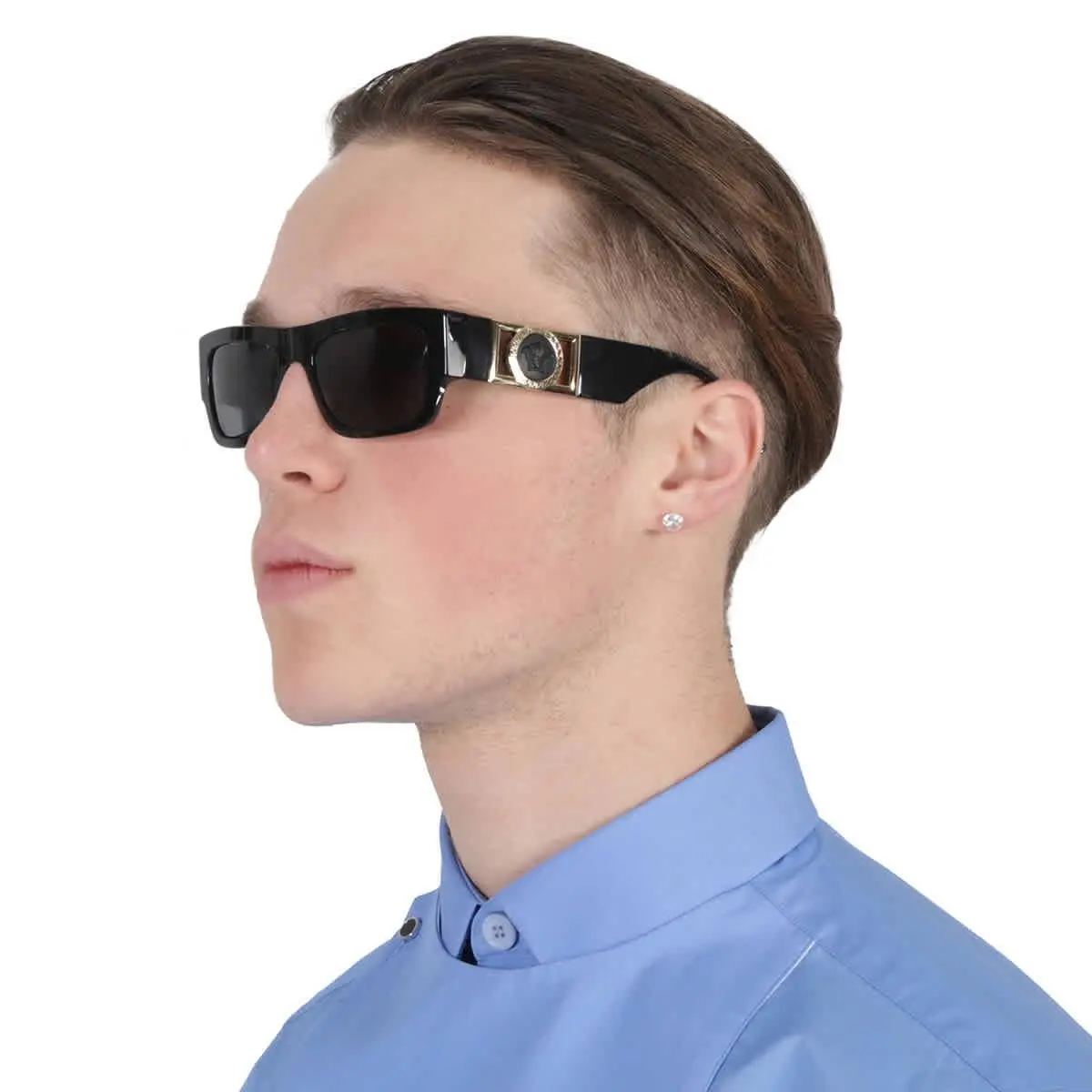 Versace Dark Gray Rectangular Men`s Sunglasses VE4416U GB1/87 53 VE4416U GB1/87