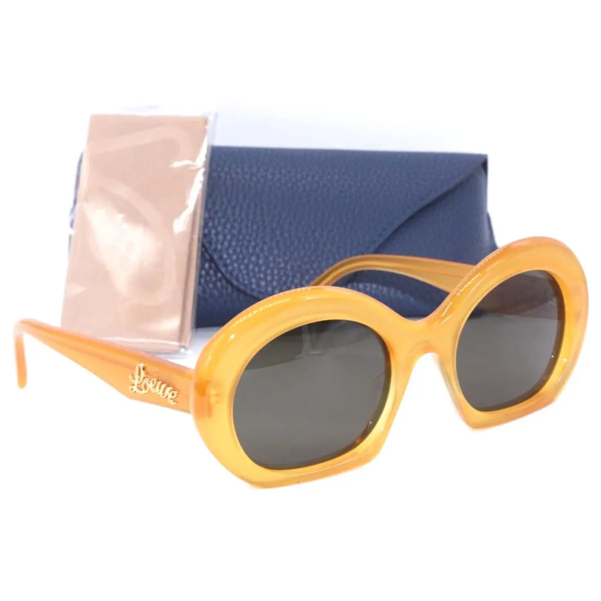 Loewe LW 40077I 39N Honey Gold/green Lenses Frame Sunglasses 54-21