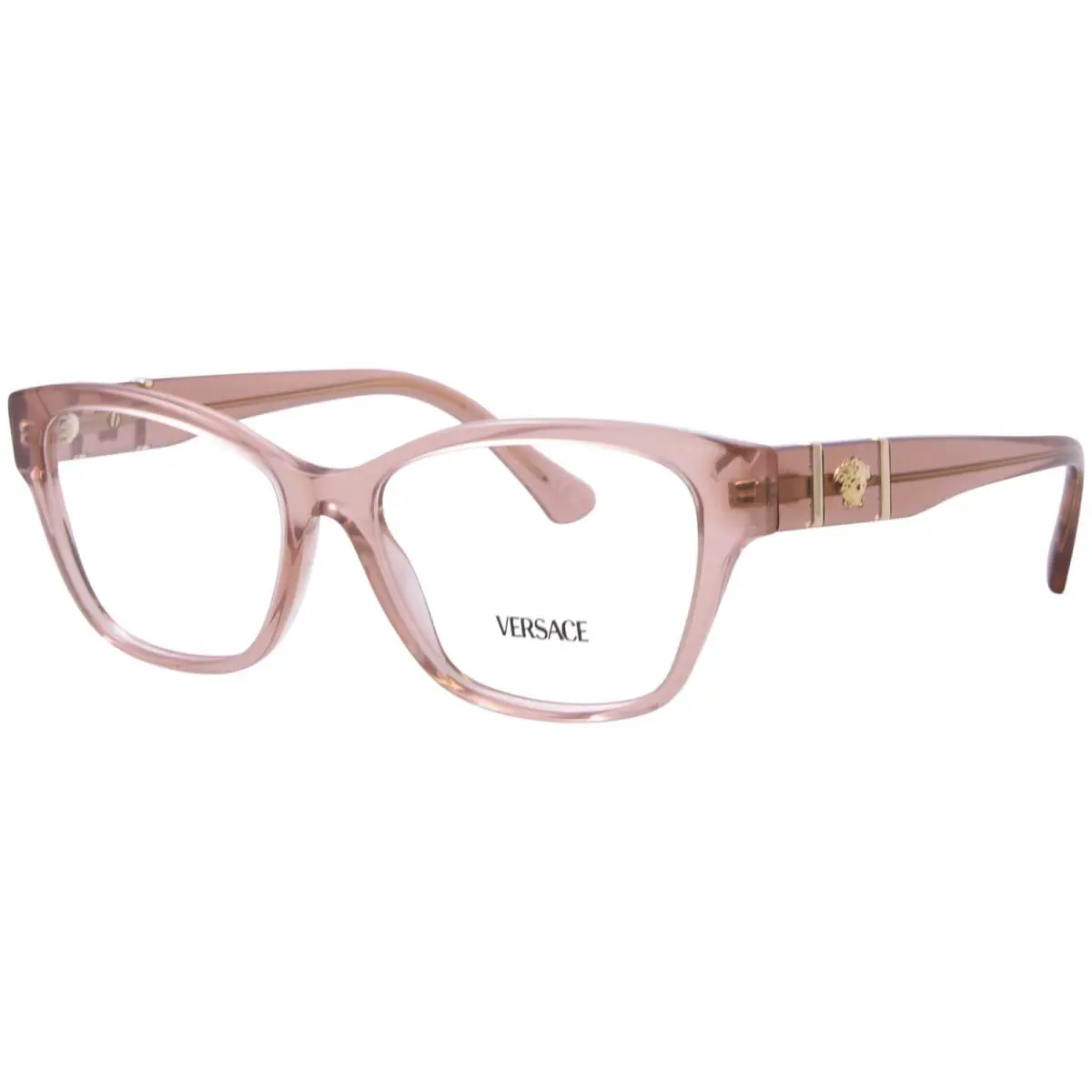 Versace VE3344 5434 Eyeglasses Women`s Transparent Brown Full Rim Cat Eye 54mm