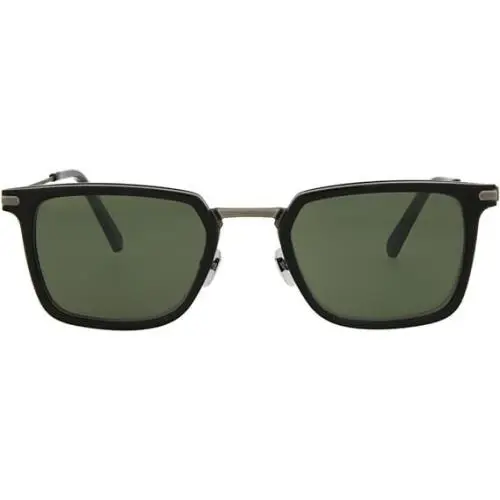 Square/rectangle Sunglasses Shiny Solid Black Smooth Antique Silver Luxur by Brioni