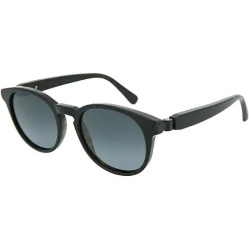 BR0004S-001 Round/oval Sunglasses Black Grey Italy Bio Acetate 51-20-145 by Brioni