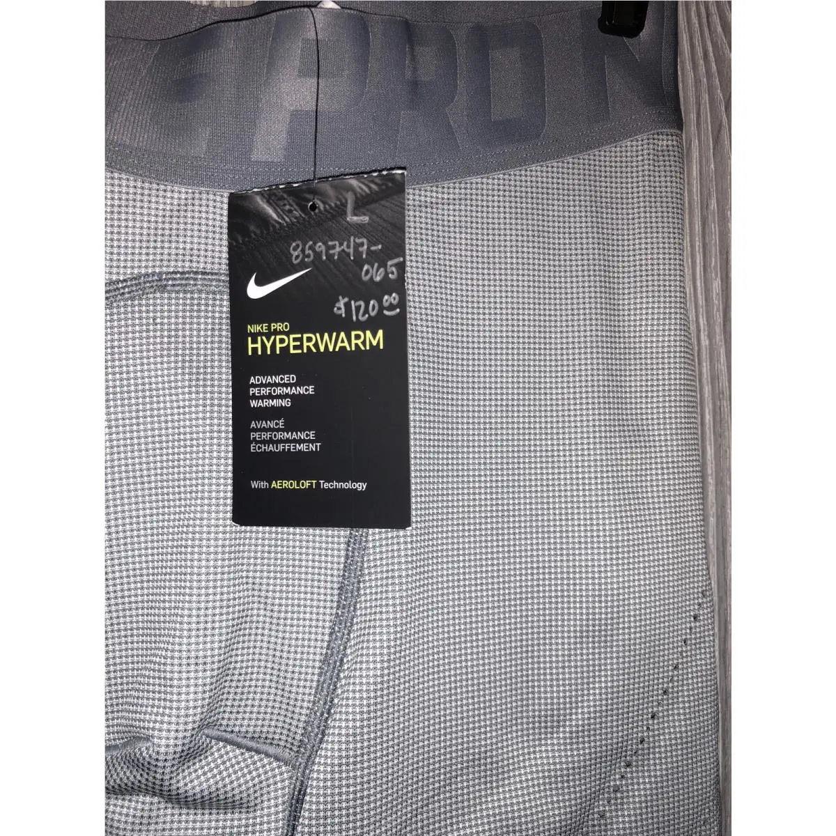 Nike clothing - NIKE Pro HyperWarm Aeroloft Compression Training Tights - 859747 - Gray 17