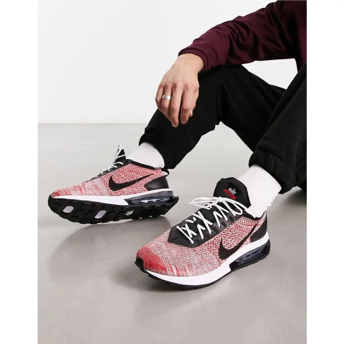 Nike shoes - Nike Air Max Flyknit Racer - FD2764-600 - Black/University Red/Wolf Gray 5