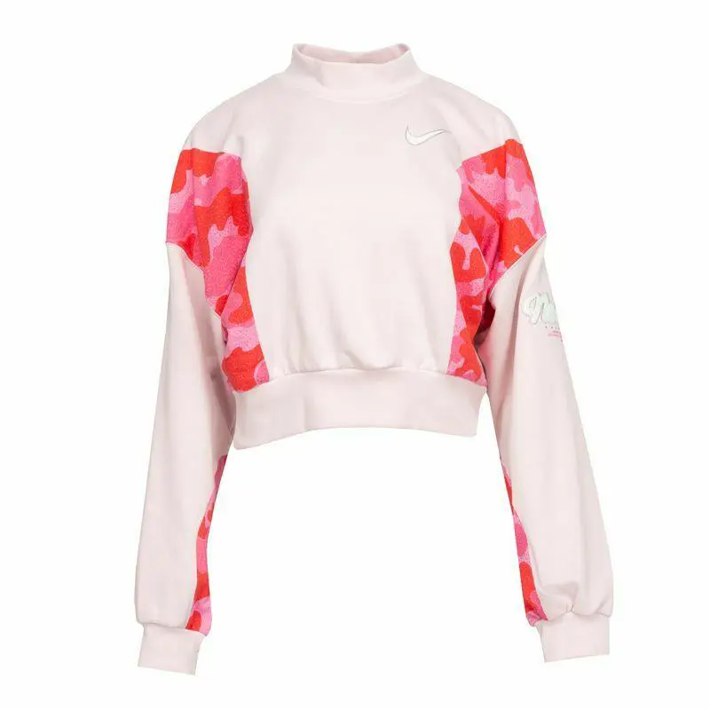 Womens Nike Essential Fleece Sport Camo Mock Neck Sweatshirt L XL DC2784-699