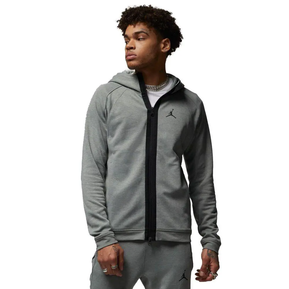 Air Jordan Dri-fit Air Fleece Full-zip Men`s Hoodie Grey DV9783-063 - Gray