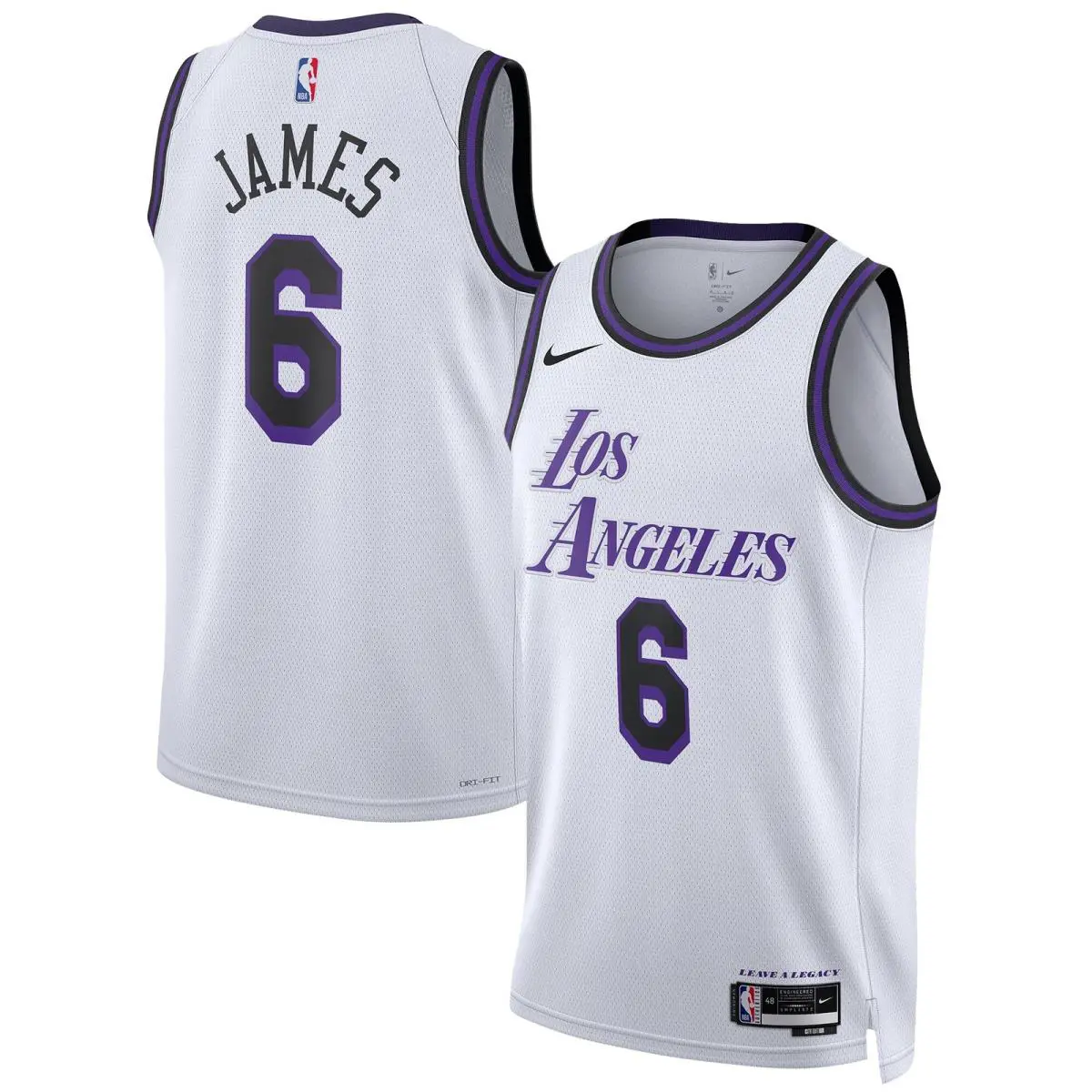 DO9597-101 Mens Nike Lebron James LA Lakers City Edition Swingman Jersey - White