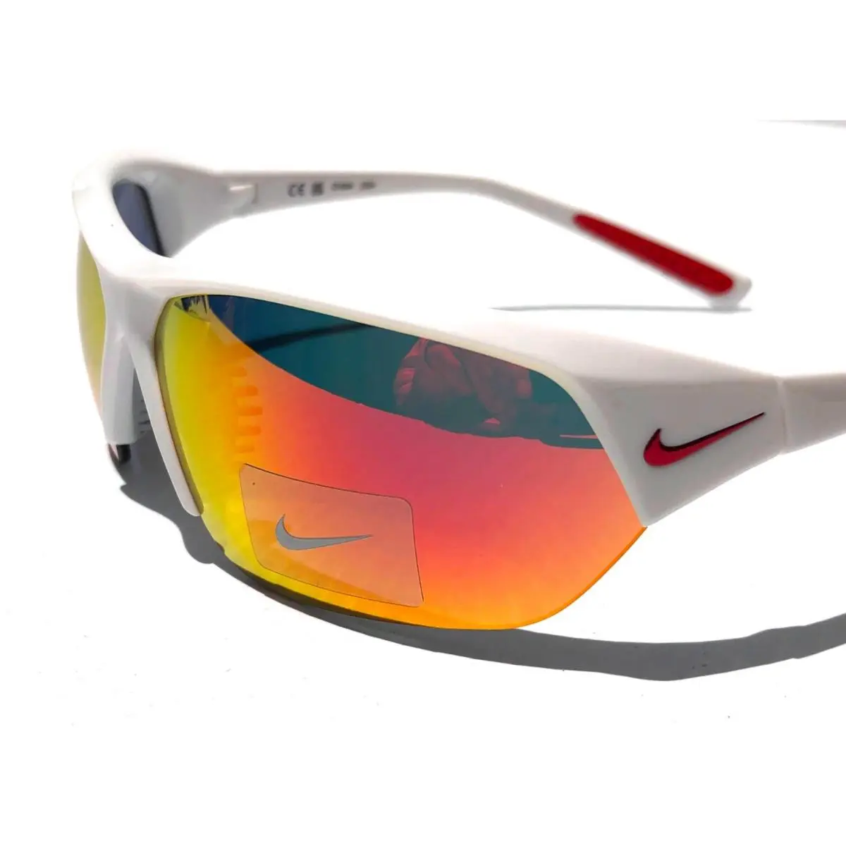 Nike Skylon Ace Shiny White UV Protective Red Mirror Sunglass FQ4683 106
