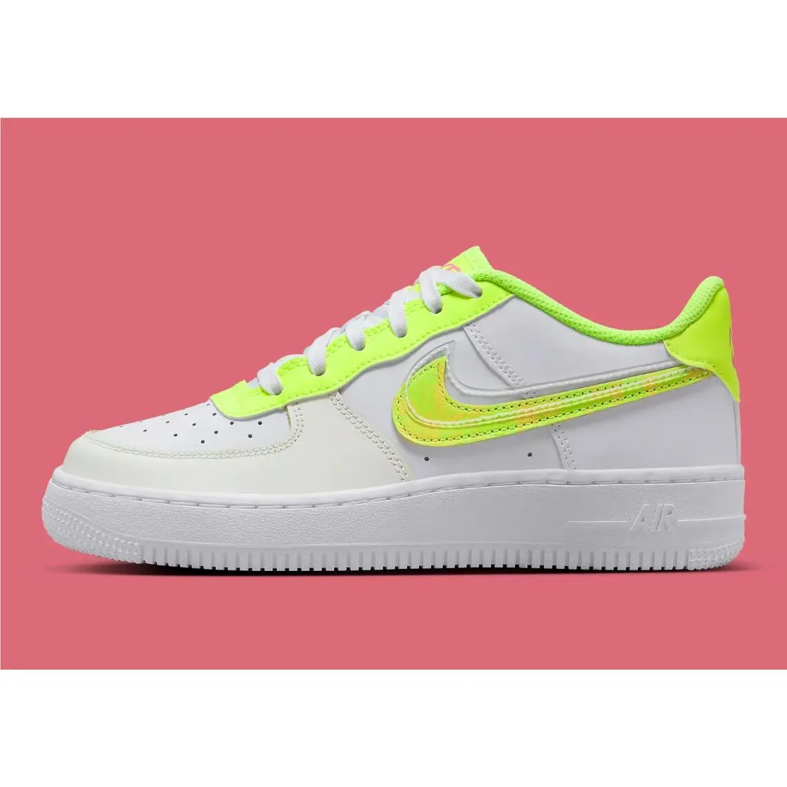 Nike Air Force 1 Low LV8 GS White Volt Pink DV1680 100 - Size 6Y / 7.5 Womens