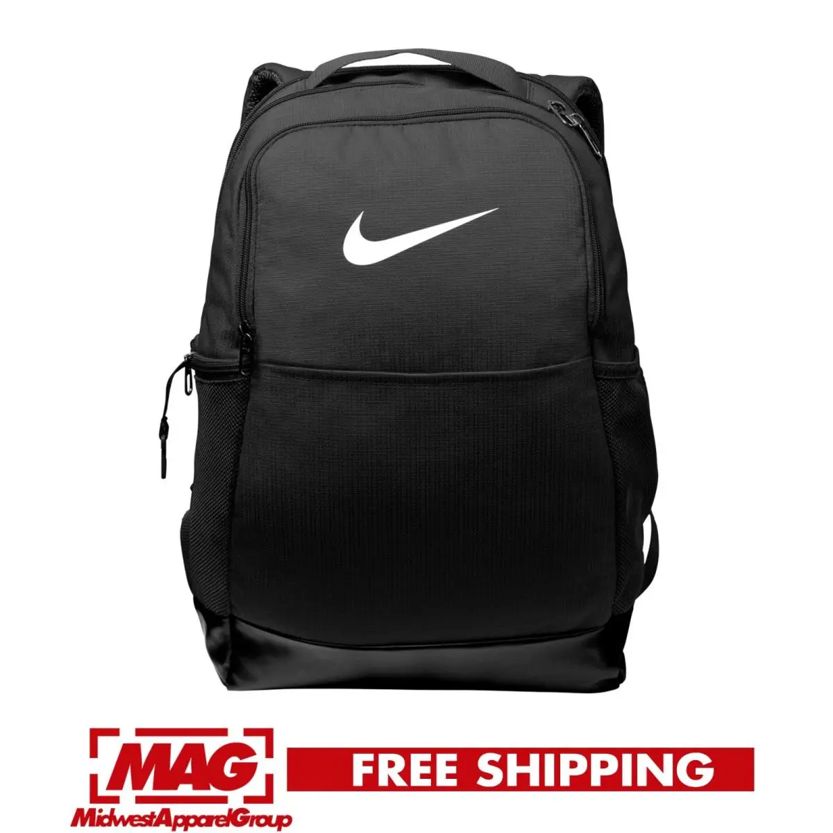 Nike Brasilia Navy Medium Backpack Training Black Gym Bag Back Pack All Swoosh - Blue