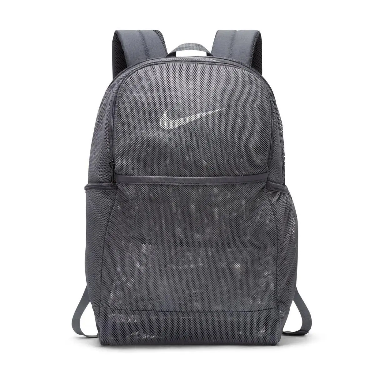 Nike Brasilia Mesh Backpack Flint Grey Gym School Training Travel BA6050 026 - Gray