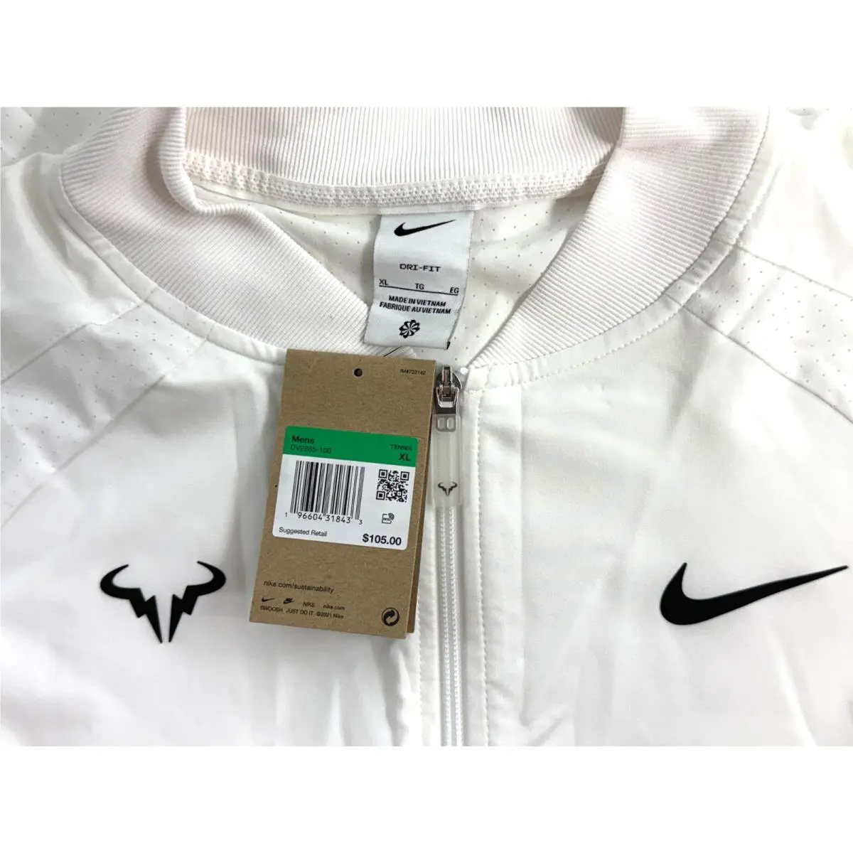 Nike clothing - Nike 24F/W Rafa Dri-Fit Tennis Jacket - DV2885-100 - White (UPC: 790943314233) 8