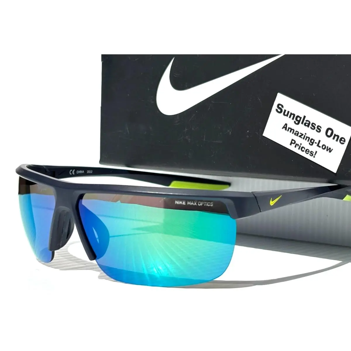 Nike Tempest M Obsidian Bright Cactus Frame Green Mirror Sunglass CW4665 451