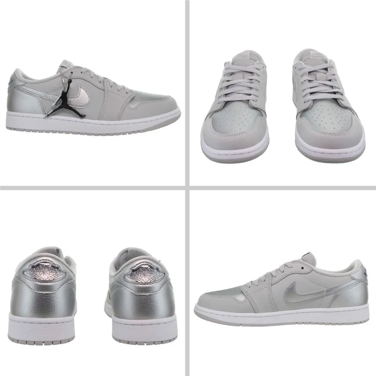 Men`s Air Jordan 1 Retro Low Metallic Silver Casual Shoes Size 10 by Nike