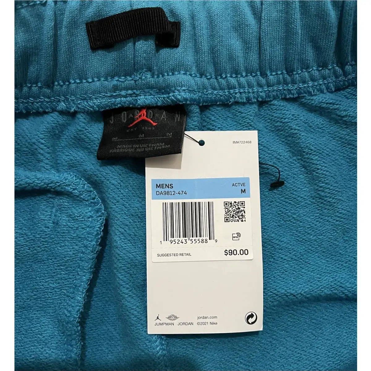 Nike clothing - Nike Air Jordan - Air - DA9812-474 - Teal Blue (UPC: 195243555889) 6
