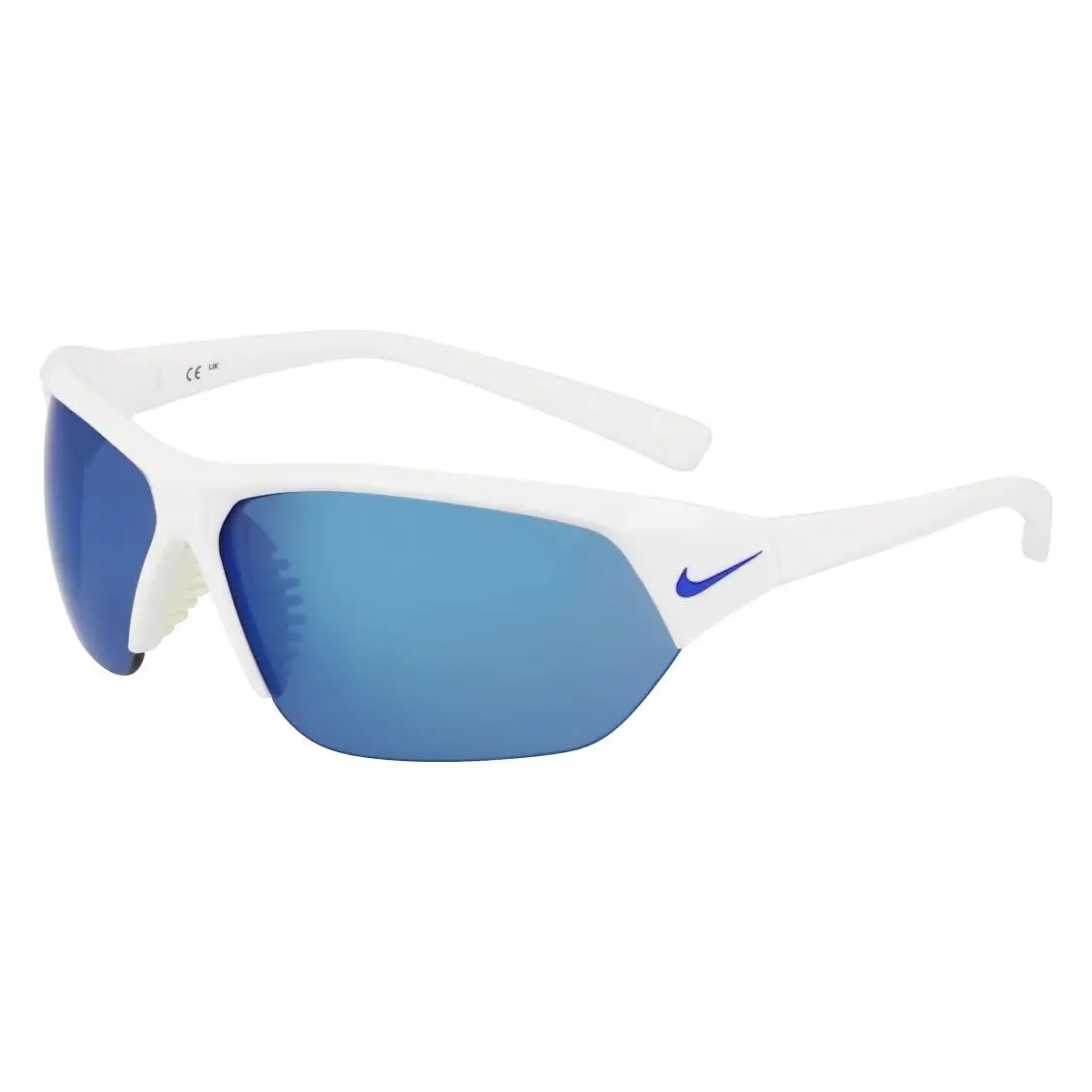 Nike FQ4683-104 White Skylon Ace Sunglasses with Blue Mirror Lenses - Frame: White, Lens: Blue