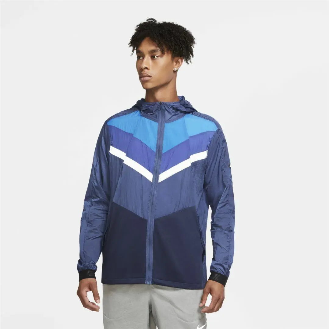 Nike Windrunner Wild Run Windbreaker Running Hooded Jacket Sz L CU5738 469 - Mystic Navy & light Photo Blue & Astronomy Blue