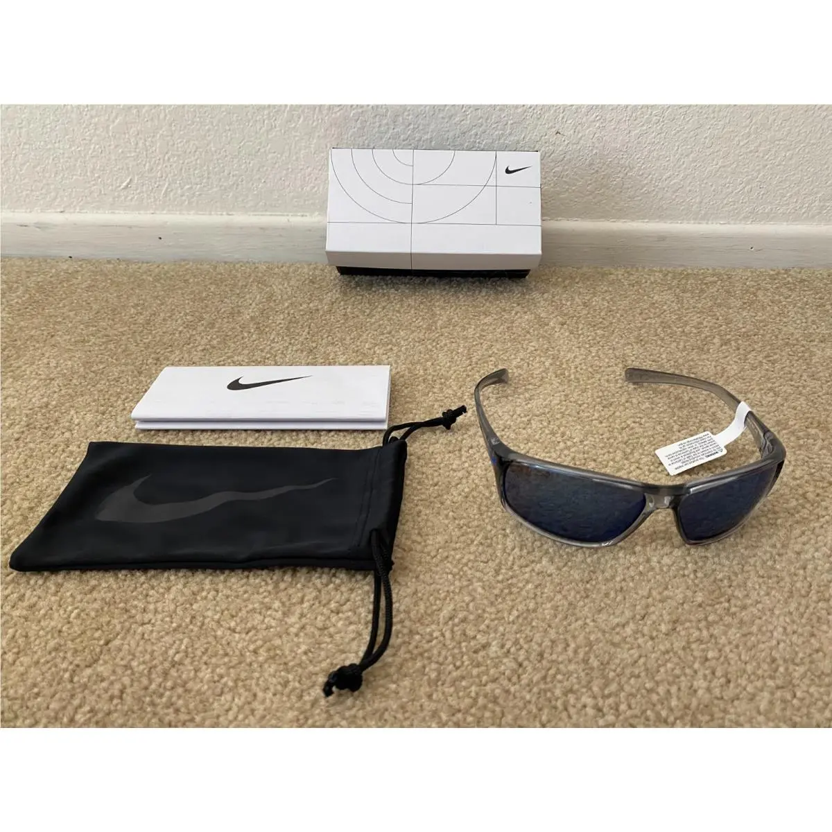 Womens Nike Adrenaline EV1134-014 Sunglasses Clear Grey Blue Mirrored Lens W/box - Frame: Clear Grey, Lens: Blue