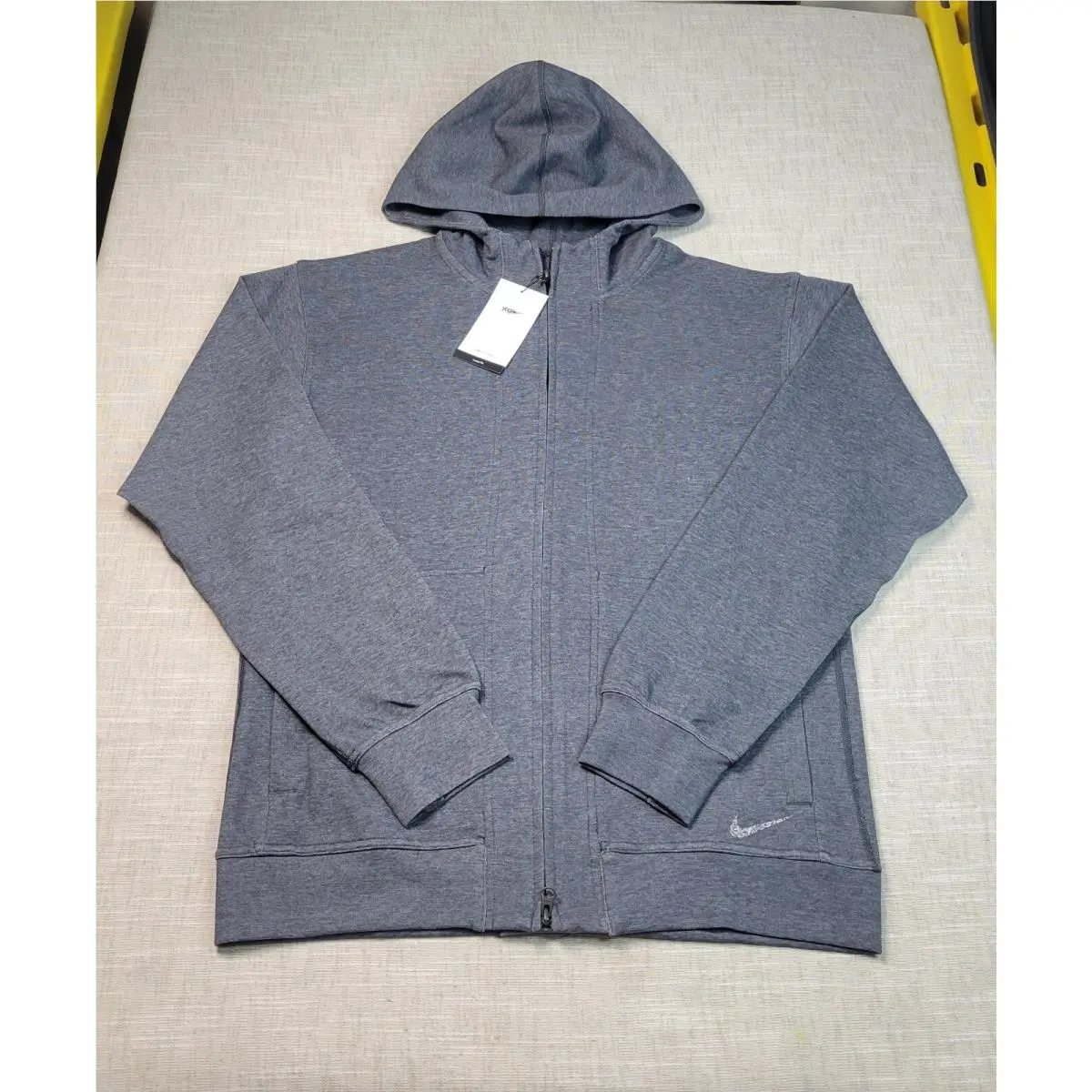 Nike Yoga Hoodie Medium Mens Gray Full Zip Jacket Dri Fit Fleece Loose Fit