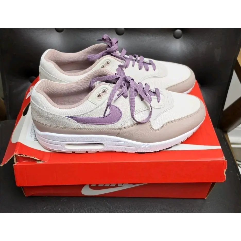 Men`s Nike Size 12 Air Max 1 SC Light Bone/violet Dust-phantom FB9660 002